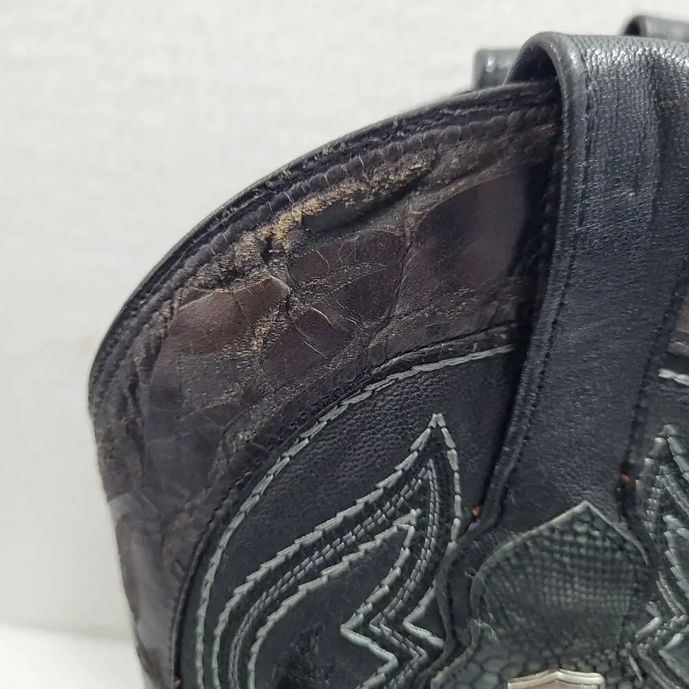 Wild West Men's Western Black Genuine Teju-Lizardskin Boots Size 8.5 10424-708 - Picture 4 of 12